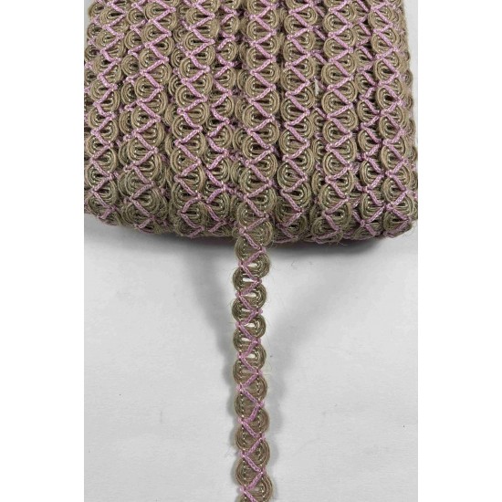 Pembe Nuvessa Hasır &Ccedil;apraz Tasarım Dekoratif Şerit 1 Metre Paketleme S&uuml;sleme Şeridi-NUVESSA-6