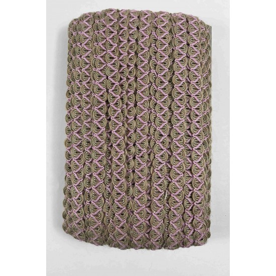 Pembe Nuvessa Hasır &Ccedil;apraz Tasarım Dekoratif Şerit 1 Metre Paketleme S&uuml;sleme Şeridi-NUVESSA-6