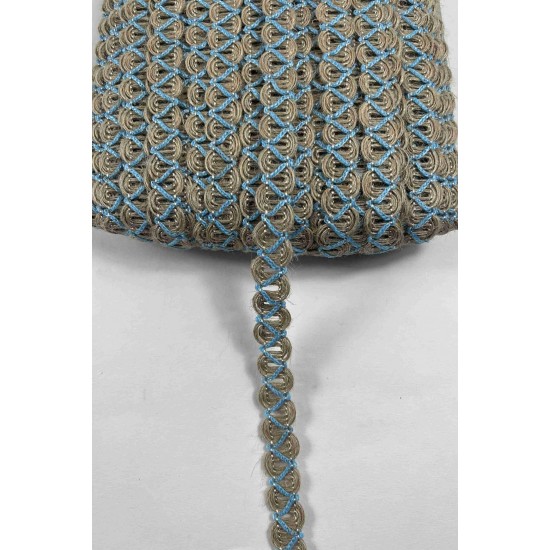 Bebe Mavi Nuvessa Hasır &Ccedil;apraz Tasarım Dekoratif Şerit 1 Metre Paketleme S&uuml;sleme Şeridi-NUVESSA-7