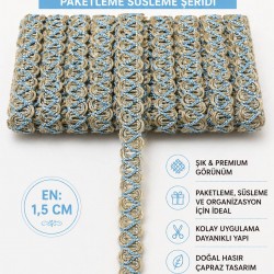 Bebe Mavi Nuvessa Hasır &Ccedil;apraz Tasarım Dekoratif Şerit 1 Metre Paketleme S&uuml;sleme Şeridi-NUVESSA-7