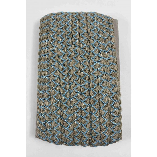 Bebe Mavi Nuvessa Hasır &Ccedil;apraz Tasarım Dekoratif Şerit 1 Metre Paketleme S&uuml;sleme Şeridi-NUVESSA-7