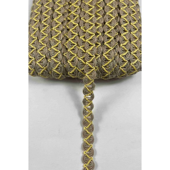 Sarı Nuvessa Hasır &Ccedil;apraz Tasarım Dekoratif Şerit 1 Metre Paketleme S&uuml;sleme Şeridi-NUVESSA-8