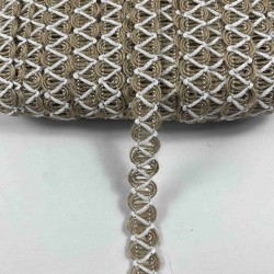 Beyaz Nuvessa Hasır &Ccedil;apraz Tasarım Dekoratif Şerit 1 Metre Paketleme S&uuml;sleme Şeridi-NUVESSA-9