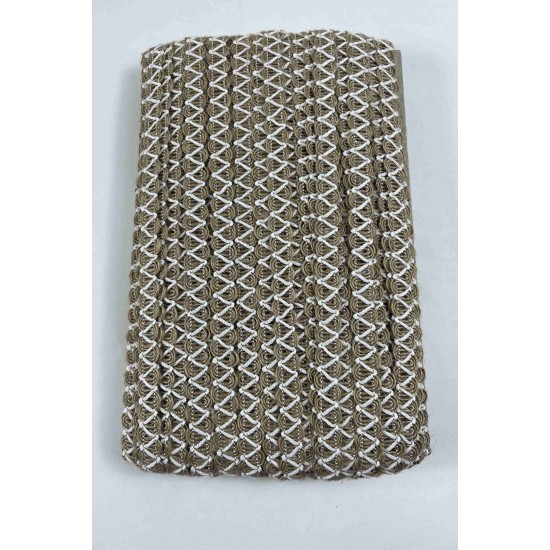 Beyaz Nuvessa Hasır &Ccedil;apraz Tasarım Dekoratif Şerit 1 Metre Paketleme S&uuml;sleme Şeridi-NUVESSA-9