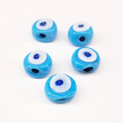 Turkuaz Mavi Yassı Dana Gözü Nazar Boncuğu-NZR-1025