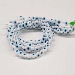 Beyaz Mavi Yassı Cam Nazar Boncuğu-NZR-1046