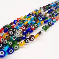 Rengarenk Yassı Cam Nazar Boncuğu-NZR-1047