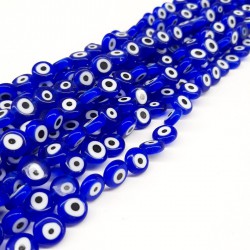 Koyu Mavi Yassı Cam Nazar Boncuğu-NZR-1048