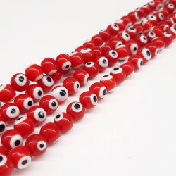 Kırmızı Beyaz Cam Nazar Boncuğu-NZR-1053