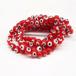 Kırmızı Beyaz Cam Nazar Boncuğu-NZR-1053