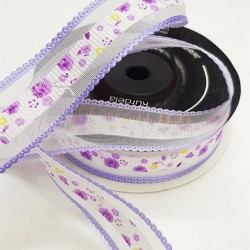 Organze Kurdele Çiçek Desenli-ORG-1042