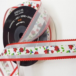 Organze Kurdele Çiçek Desenli-ORG-1044