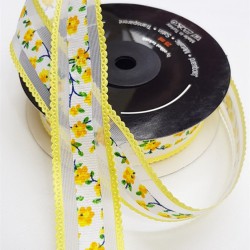 Organze Kurdele Çiçek Desenli-ORG-1045