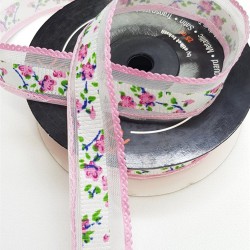 Organze Kurdele Çiçek Desenli-ORG-1047