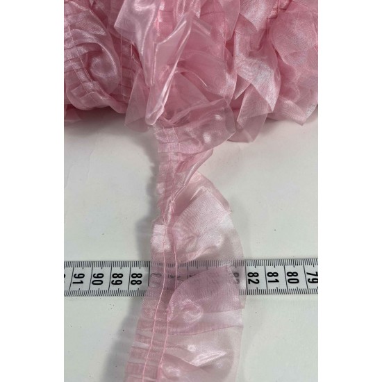 Pembe Organlisse Organze Fırfır Şerit &ndash; Volanlı Romantik S&uuml;sleme Şeridi 1 Metre-ORGANLISSE-1