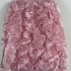 Pembe Organlisse Organze Fırfır Şerit &ndash; Volanlı Romantik S&uuml;sleme Şeridi 1 Metre-ORGANLISSE-1