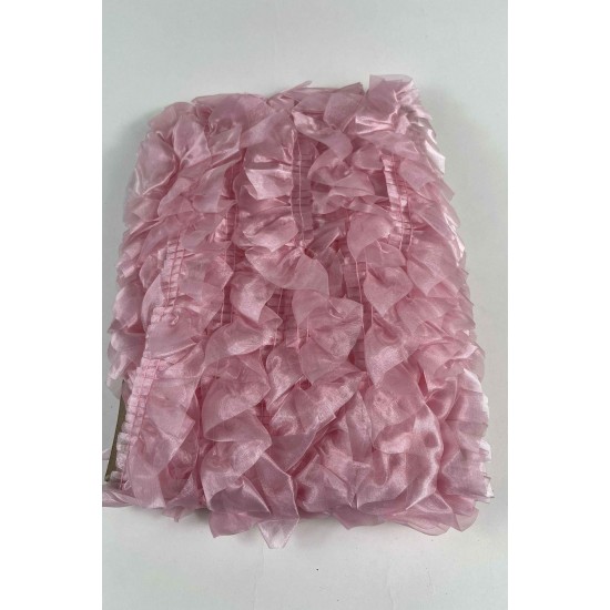 Pembe Organlisse Organze Fırfır Şerit &ndash; Volanlı Romantik S&uuml;sleme Şeridi 1 Metre-ORGANLISSE-1
