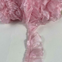 Pembe Organlisse Organze Fırfır Şerit &ndash; Volanlı Romantik S&uuml;sleme Şeridi 1 Metre-ORGANLISSE-1