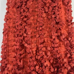 Kırmızı Kenarlı Organlisse Organze Fırfır Şerit &ndash; Volanlı Romantik S&uuml;sleme Şeridi 1 Metre-ORGANLISSE-10