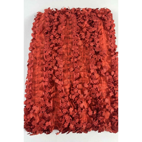 Kırmızı Kenarlı Organlisse Organze Fırfır Şerit &ndash; Volanlı Romantik S&uuml;sleme Şeridi 1 Metre-ORGANLISSE-10