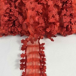 Kırmızı Kenarlı Organlisse Organze Fırfır Şerit &ndash; Volanlı Romantik S&uuml;sleme Şeridi 1 Metre-ORGANLISSE-10