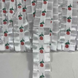 Beyaz G&uuml;l Desenli Organze Fırfır Şerit &ndash; Volanlı Romantik S&uuml;sleme Şeridi 1 Metre-ORGANLISSE-11