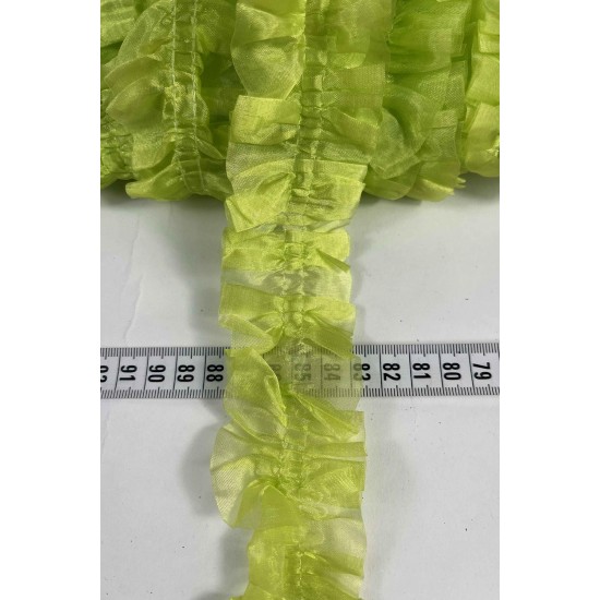 Yeşil Organlisse Organze Fırfır Şerit &ndash; Volanlı Romantik S&uuml;sleme Şeridi 1 Metre-ORGANLISSE-3