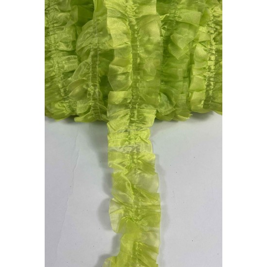 Yeşil Organlisse Organze Fırfır Şerit &ndash; Volanlı Romantik S&uuml;sleme Şeridi 1 Metre-ORGANLISSE-3