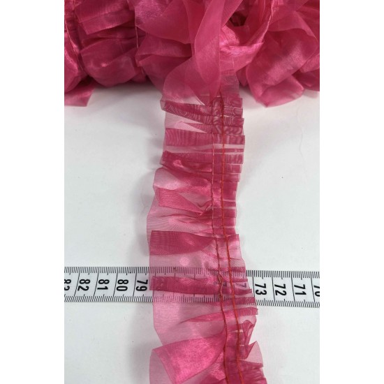 Fuşya Organlisse Organze Fırfır Şerit &ndash; Volanlı Romantik S&uuml;sleme Şeridi 1 Metre-ORGANLISSE-5