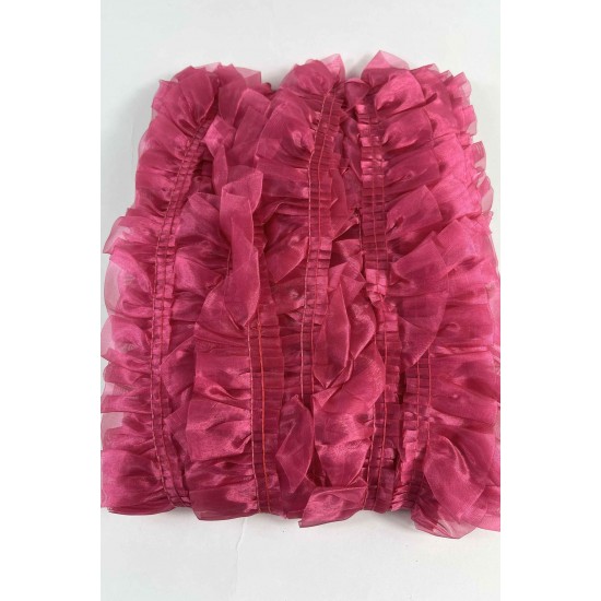 Fuşya Organlisse Organze Fırfır Şerit &ndash; Volanlı Romantik S&uuml;sleme Şeridi 1 Metre-ORGANLISSE-5