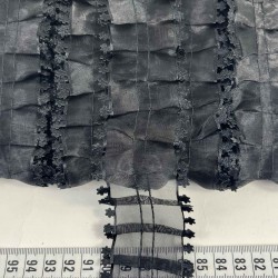 Siyah Kenarlı Organlisse Organze Fırfır Şerit &ndash; Volanlı Romantik S&uuml;sleme Şeridi 1 Metre-ORGANLISSE-8