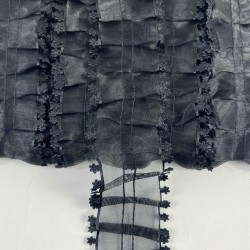 Siyah Kenarlı Organlisse Organze Fırfır Şerit &ndash; Volanlı Romantik S&uuml;sleme Şeridi 1 Metre-ORGANLISSE-8