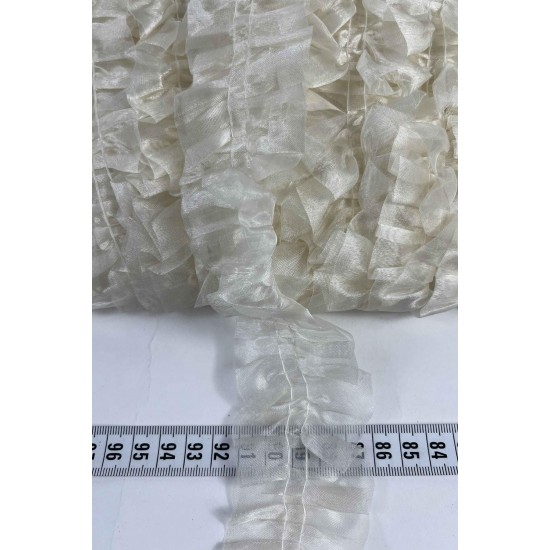 Krem Organlisse Organze Fırfır Şerit &ndash; Volanlı Romantik S&uuml;sleme Şeridi 1 Metre-ORGANLISSE-9