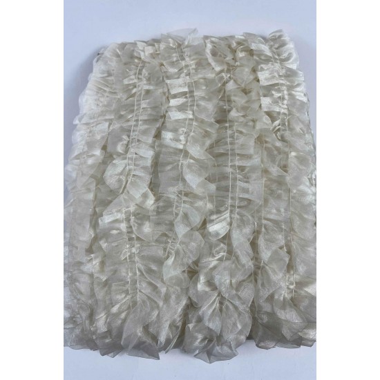 Krem Organlisse Organze Fırfır Şerit &ndash; Volanlı Romantik S&uuml;sleme Şeridi 1 Metre-ORGANLISSE-9