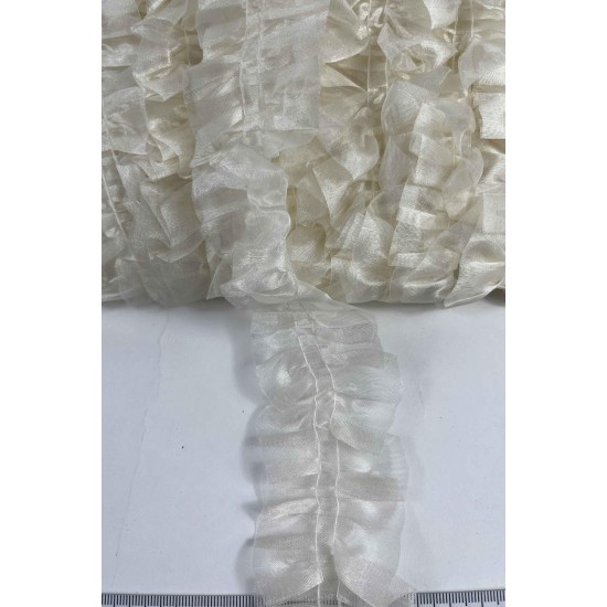 Krem Organlisse Organze Fırfır Şerit &ndash; Volanlı Romantik S&uuml;sleme Şeridi 1 Metre-ORGANLISSE-9