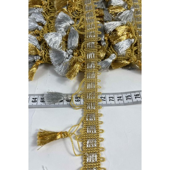 Gold G&uuml;m&uuml;ş Ottovelle P&uuml;sk&uuml;ll&uuml; L&uuml;ks Dekoratif Şerit &ndash; Premium Perde ve Koltuk S&uuml;s&uuml; 1 Metre-OTTOVELLE-3