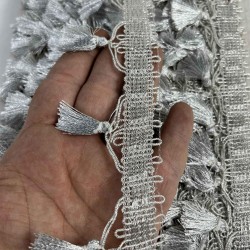 G&uuml;m&uuml;ş Ottovelle P&uuml;sk&uuml;ll&uuml; L&uuml;ks Dekoratif Şerit &ndash; Premium Perde ve Koltuk S&uuml;s&uuml; 1 Metre-OTTOVELLE-4