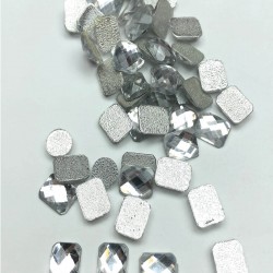 Dikdörtgen Şeffaf Ütüyle Yapışan Cam Taş Boncuk-PDT-51