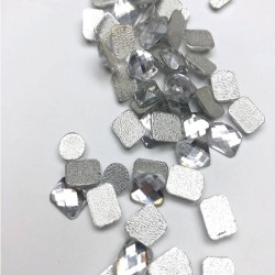 Dikdörtgen Şeffaf Ütüyle Yapışan Cam Taş Boncuk-PDT-51