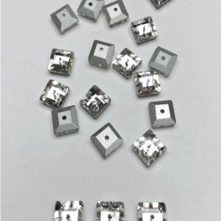 Şeffaf Kare Ortadan Dikme Kristal Boncuk-PDT-53