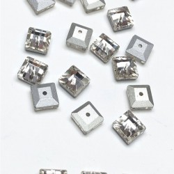 Şeffaf Kare Ortadan Dikme Kristal Boncuk-PDT-53