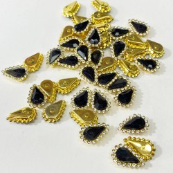 Siyah Gold Kasalı Damla Dikme Taş -PDT-75