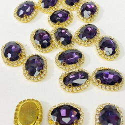 Mor Gold Kasalı Oval Dikme Taş-PDT-90