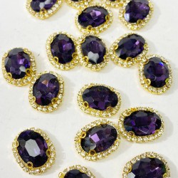 Mor Gold Kasalı Oval Dikme Taş-PDT-90