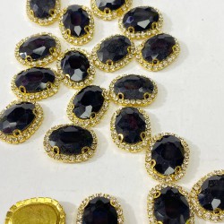 Siyah Gold Kasalı Oval Dikme Taş-PDT-93