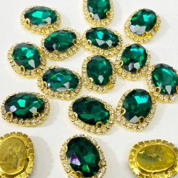Yeşil Gold Kasalı Oval Dikme Taş-PDT-96