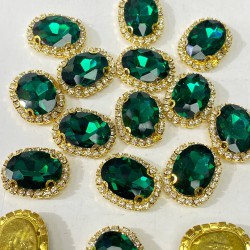 Yeşil Gold Kasalı Oval Dikme Taş-PDT-96