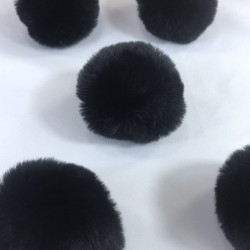 Tavşan Tüyü Peluş Ponpon Çanta Ayakkabı Süsleme Tüyü Siyah 1 Adet-PELPP-1001