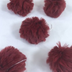 Tavşan Tüyü Peluş Ponpon Çanta Ayakkabı Süsleme Tüyü Kırmızı 1 Adet-PELPP-1002