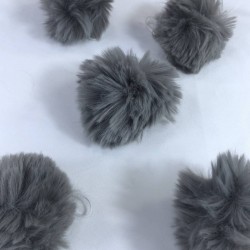 Tavşan Tüyü Peluş Ponpon Çanta Ayakkabı Süsleme Tüyü Füme 1 Adet-PELPP-1003
